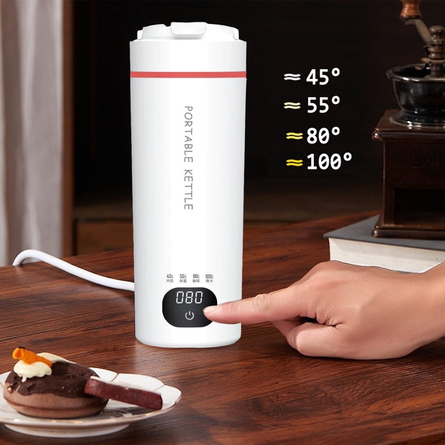 500ML Smart Temperature Control Travel Coffee Mug, USB Electric Heated Travel Mug, Stainless Steel Tumbler Smart Heating Car Cup Keep Milk Warm LED Display