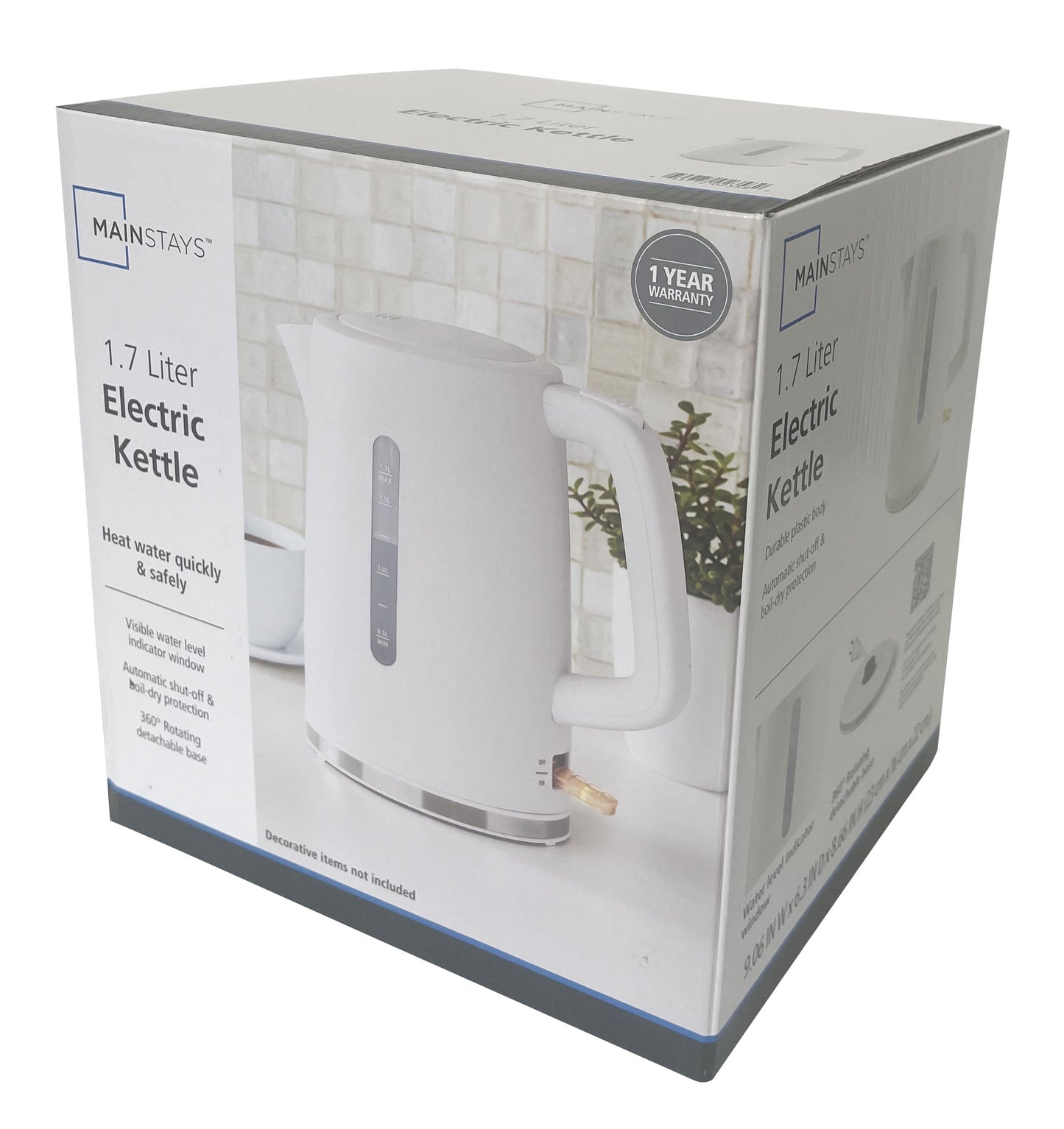 1.7L Electric Kettle, Color White, New Condition, Model MS8400778514-3