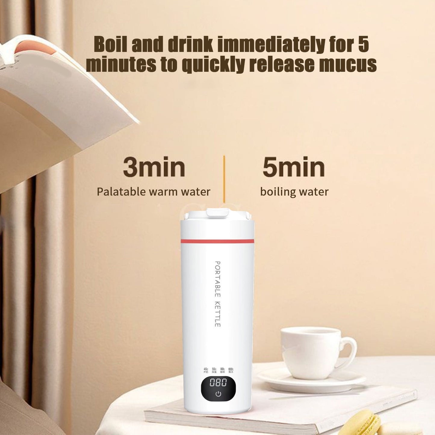 500ML Smart Temperature Control Travel Coffee Mug, USB Electric Heated Travel Mug, Stainless Steel Tumbler Smart Heating Car Cup Keep Milk Warm LED Display